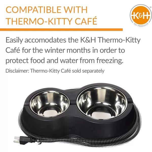 KampH Pet Products TwoStory Outdoor Kitty House with Dining Room Heated Gray Leaf 22 X 27 X 27 InchesGray Leaf Heated