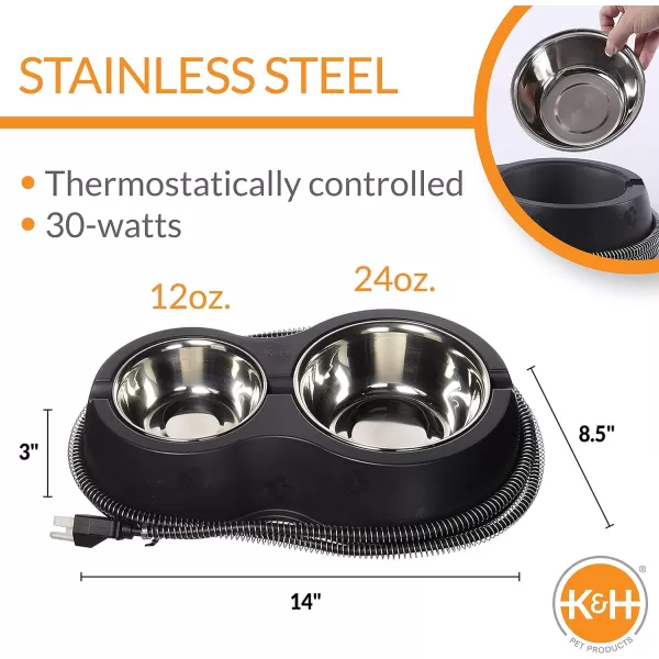 KampH Pet Products TwoStory Outdoor Kitty House with Dining Room Heated Gray Leaf 22 X 27 X 27 InchesGreen Leaf Heated Bundle