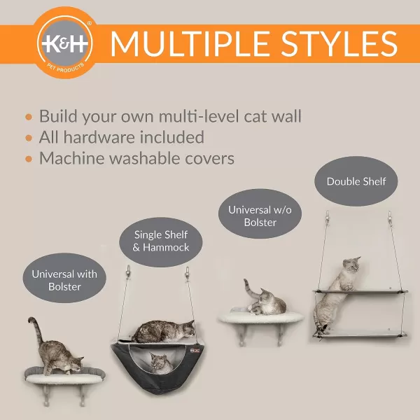 KampH Pet Products Universal Wall Mount Cat Shelf Perch for Indoor Cats Floating Cat Bed Hammock for Kittens or Adults Play or Sleep  Perch No Bolster Natural 24 X 14 InchesNo Bolster