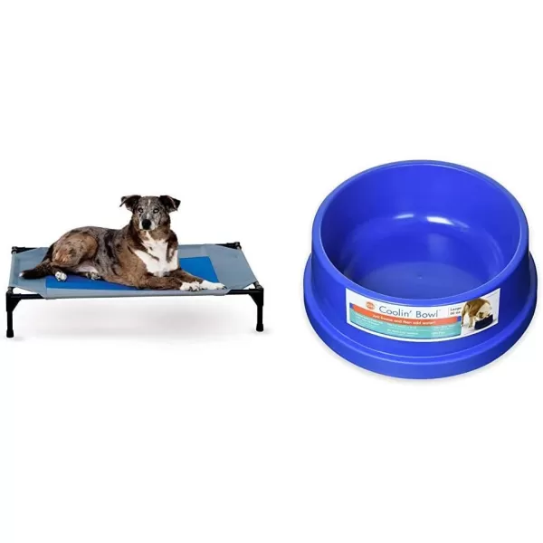 KampampH PET PRODUCTS Cooler Dog Kit Coolin Pet Cot Medium and Freezable Coolin Bowl 96 OunceCoolin Kit