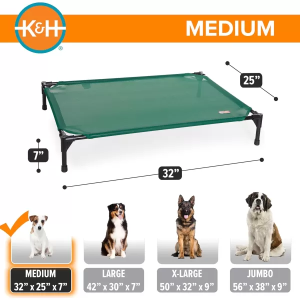 KampampH Pet Products Elevated Outdoor Dog Cot Bed Raised Cooling Bed with Washable Breathable Mesh for Large Dogs Portable Raised Platform Pet Bed Heavy Duty Metal Frame Hammock Bed Large GreenGreen All Season Mesh