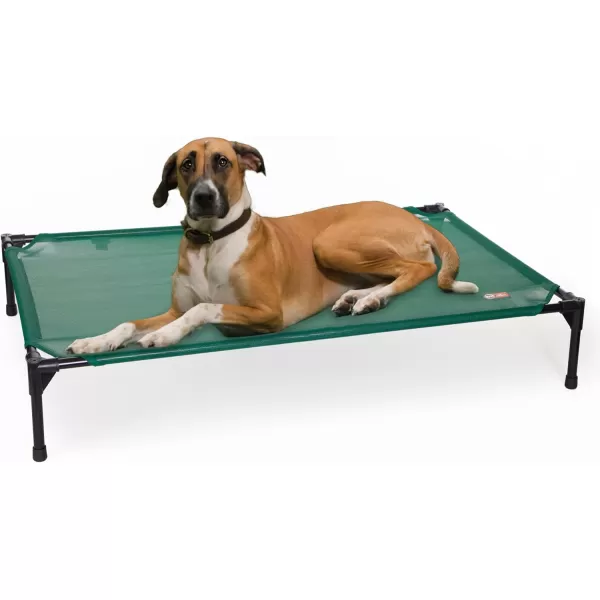 KampampH Pet Products Elevated Outdoor Dog Cot Bed Raised Cooling Bed with Washable Breathable Mesh for Large Dogs Portable Raised Platform Pet Bed Heavy Duty Metal Frame Hammock Bed Large GreenGreen All Season Mesh