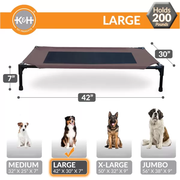 KampampH Pet Products Elevated Outdoor Dog Cot Bed Raised Cooling Bed with Washable Breathable Mesh for Large Dogs Portable Raised Platform Pet Bed Heavy Duty Metal Frame Hammock Bed Large GreenChocolateBlack Mesh