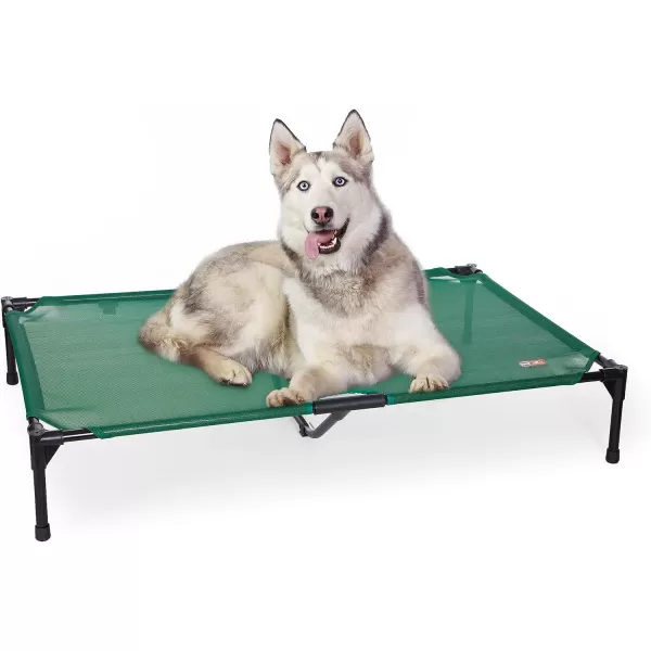 KampampH Pet Products Elevated Outdoor Dog Cot Bed Raised Cooling Bed with Washable Breathable Mesh for Large Dogs Portable Raised Platform Pet Bed Heavy Duty Metal Frame Hammock Bed Large GreenGreen All Season Mesh