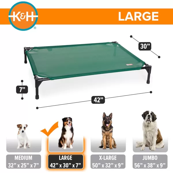 KampampH Pet Products Elevated Outdoor Dog Cot Bed Raised Cooling Bed with Washable Breathable Mesh for Large Dogs Portable Raised Platform Pet Bed Heavy Duty Metal Frame Hammock Bed Large GreenGreen All Season Mesh