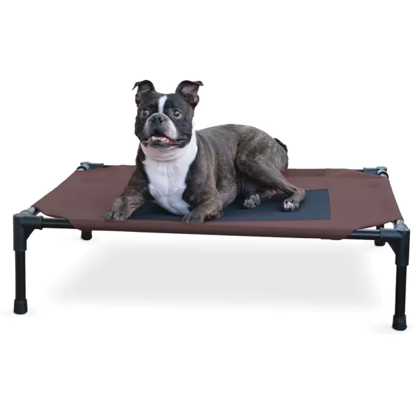 KampampH Pet Products Elevated Outdoor Dog Cot Bed Raised Cooling Bed with Washable Breathable Mesh for Large Dogs Portable Raised Platform Pet Bed Heavy Duty Metal Frame Hammock Bed Large GreenChocolateBlack Mesh