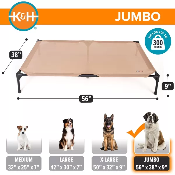 KampampH Pet Products Elevated Outdoor Dog Cot Bed Raised Cooling Bed with Washable Breathable Mesh for Large Dogs Portable Raised Platform Pet Bed Heavy Duty Metal Frame Hammock Bed Large GreenTan All Season Mesh