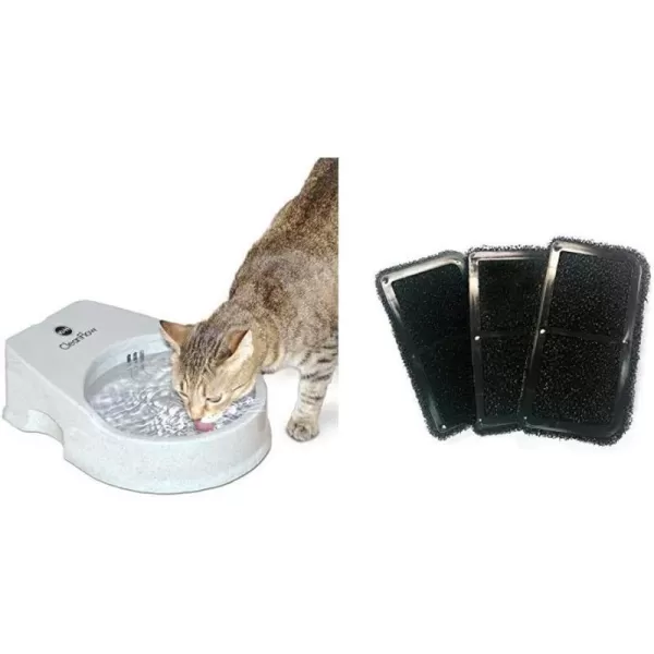 KampH Pet Products CleanFlow Filtered Water Bowl for Cats Granite 80 OuncesCleanflow Cat Bowl 1 filter  3 Replacement Filters