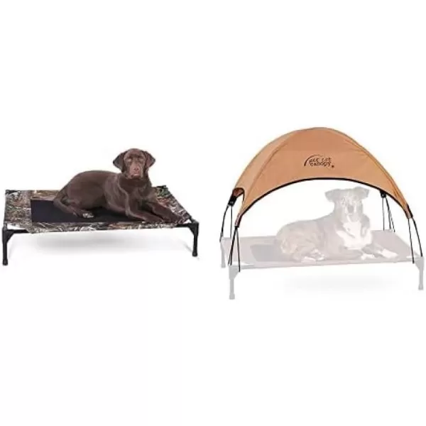 KampH Pet Products Cooling Elevated Dog Bed Outdoor Raised Dog Bed with Washable Breathable Mesh Dog Cot Bed NoSlip Rubber Feet Portable Dog Cot Indoor Outdoor Dog Bed XLarge ChocolateBlack MeshCot amp Canopy Large Realtree Edge CamoBlack Mesh