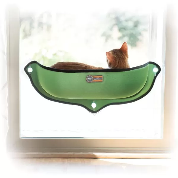 KampH Pet Products EZ Mount Window Mounted Cat Bed Cat Window Hammock Sturdy Cat Window Perch Cat Window Bed Cat Furniture  Gray Kitty Face Window BedGreen