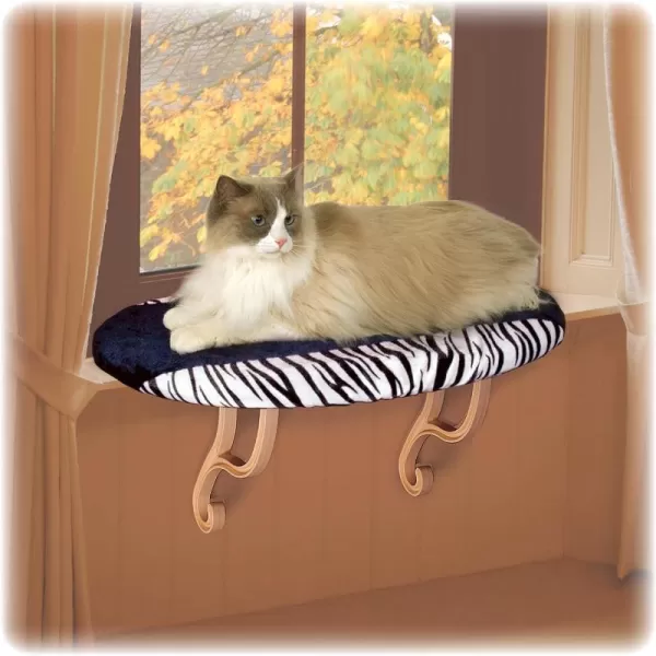 KampH Pet Products Kitty Sill Window Sill Cat Perch Cat Window Perch for Large Cats Cat Window Seat Cat Shelf for Window Sill Window Cat Bed Cat Perch w Washable Cover  Zebra UnheatedZebra Unheated