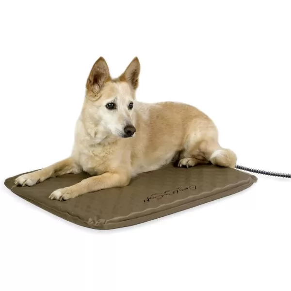 KampH Pet Products LectroSoft Outdoor Heated Dog and Cat Bed Electric Thermostatically Controlled Orthopedic Pet Pad Tan Small 14 X 18 Inches240L x 190W x 20Th