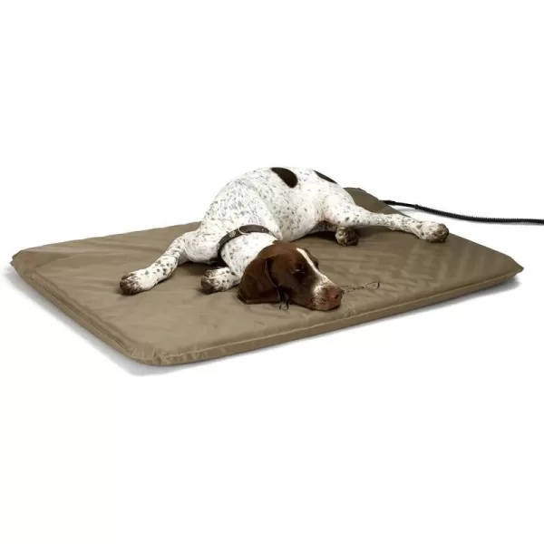 KampH Pet Products LectroSoft Outdoor Heated Dog and Cat Bed Electric Thermostatically Controlled Orthopedic Pet Pad Tan Small 14 X 18 Inches360L x 250W x 20Th