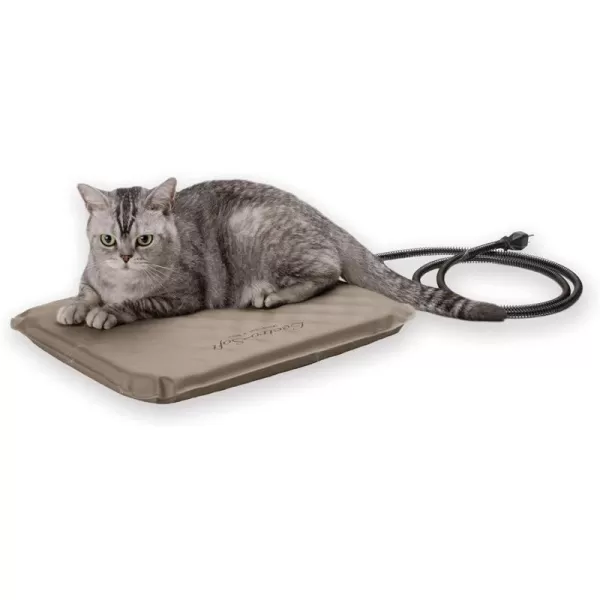 KampH Pet Products LectroSoft Outdoor Heated Dog and Cat Bed Electric Thermostatically Controlled Orthopedic Pet Pad Tan Small 14 X 18 InchesSmall 14 x 18 20W