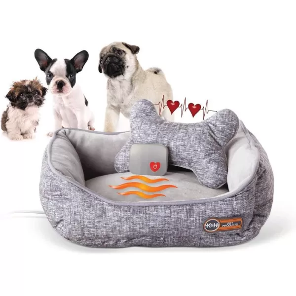 KampH Pet Products Mothers Heartbeat Heated Dog Bed with Bone Pillow Heartbeat Puppy Toy New Puppy Essential Heated Puppy Bed  Dog Anxiety Toy  Gray 11 X 13 Inches w Small Breed Heartbeat RhythmKampH Pet Products Mothers Heartbeat Heated Dog Bed with Bone Pillow Heartbeat Puppy Toy New Puppy Essential Heated Puppy Bed  Dog Anxiety Toy  Gray 11 X 13 Inches w Small Breed Heartbeat Rhythm