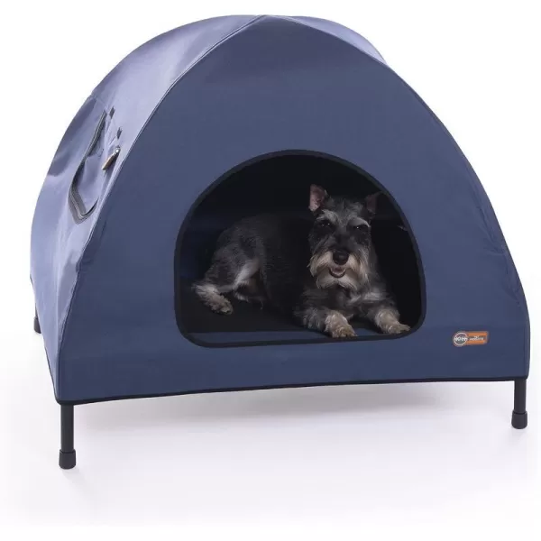 KampH Pet Products Original Pet Cot Tent Portable Dog House Dog Shade amp Weather Shelter Elevated Cot Dog Bed Navy Blue Large 30 X 42 X 32 Inches320L x 250W x 280Th