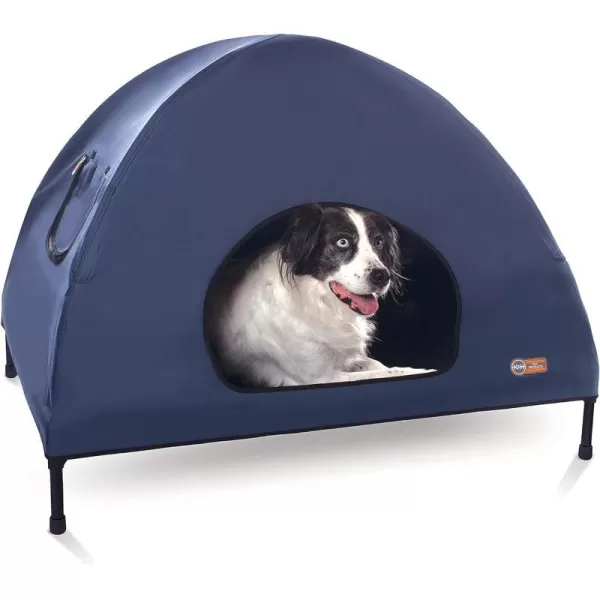 KampH Pet Products Original Pet Cot Tent Portable Dog House Dog Shade amp Weather Shelter Elevated Cot Dog Bed Navy Blue Large 30 X 42 X 32 Inches420L x 300W x 320Th