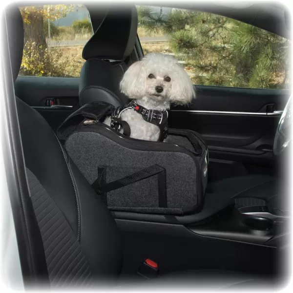 KampH Pet Products Portable Console Booster Dog Car Seat amp Carrier for Small Dogs amp Cats Luxury Car Seat for Center Car Armrest Includes Safety Tether  Charcoal 10 X 15 X 95 InchesConsole Charcoal