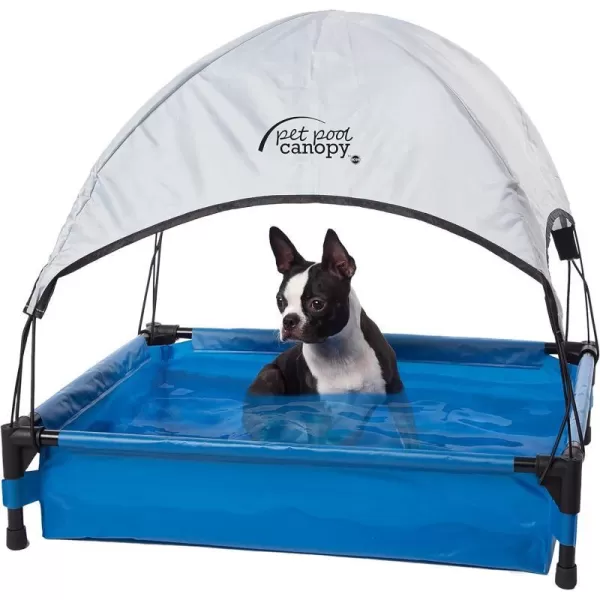 KampH Pet Products Portable Dog Pool amp Pet Bath for Dogs and Puppies Swimming Pool for Small and Medium Dogs Heavy Duty Plastic Wading Pet Pool with Drain Medium 25 X 32 X 7 InchesPool  Canopy Medium 25 X 32 Inches