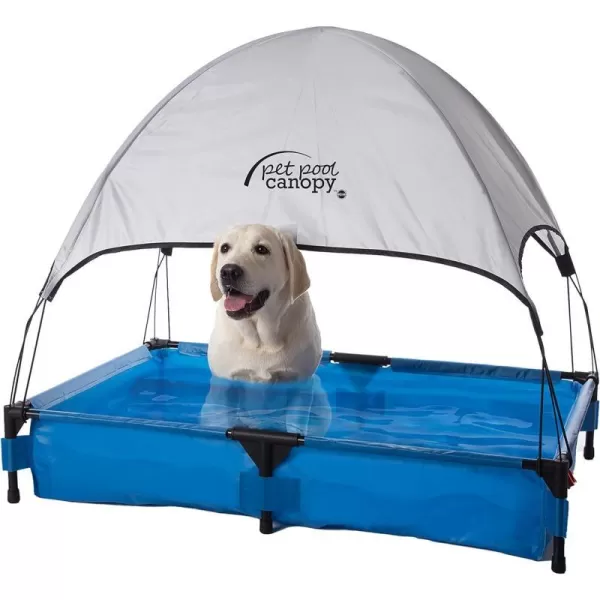 KampH Pet Products Portable Dog Pool amp Pet Bath for Dogs and Puppies Swimming Pool for Small and Medium Dogs Heavy Duty Plastic Wading Pet Pool with Drain Medium 25 X 32 X 7 InchesPool  Canopy XLarge 32 X 50 Inches