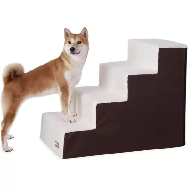 KampH Pet Products Portable Lightweight Dog Stairs  Dog Steps for High Beds ChocolateFleece 4 StepKampH Pet Products Portable Lightweight Dog Stairs  Dog Steps for High Beds ChocolateFleece 4 Step