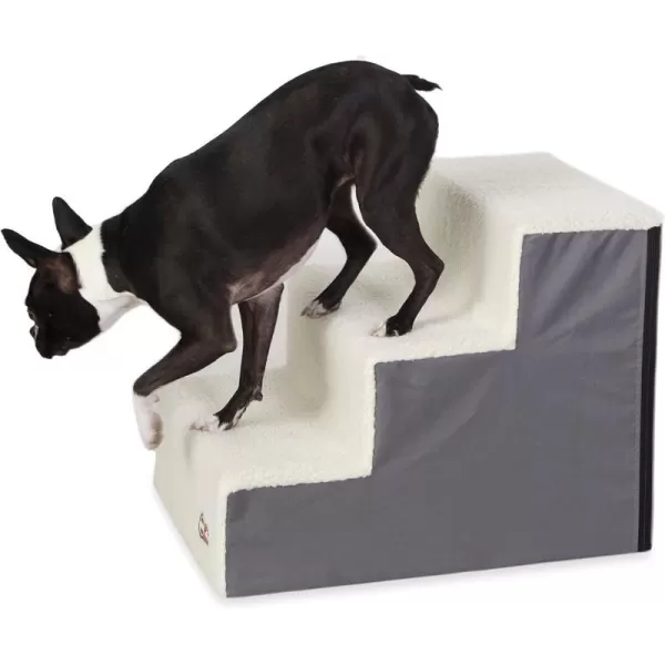 KampH Pet Products Portable Lightweight Dog Stairs  Dog Steps for High Beds GrayFleece 3 StepKampH Pet Products Portable Lightweight Dog Stairs  Dog Steps for High Beds GrayFleece 3 Step