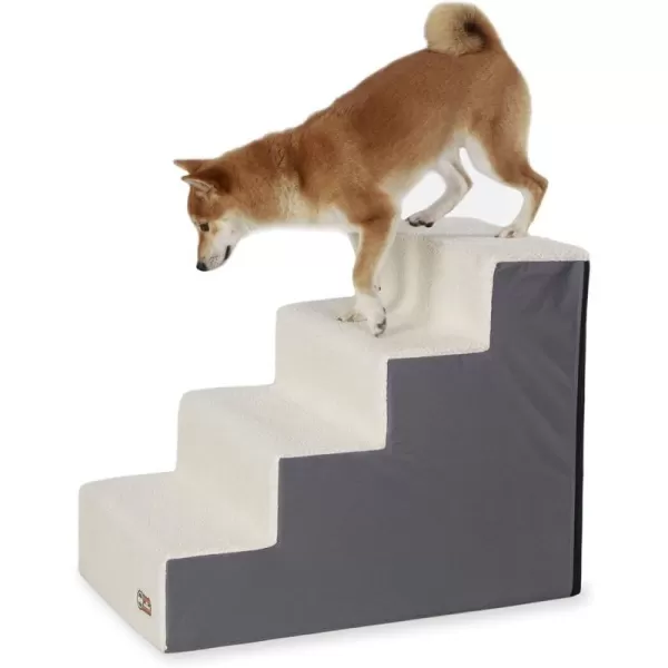 KampH Pet Products Portable Lightweight Dog Stairs  Dog Steps for High Beds GrayFleece 4 StepKampH Pet Products Portable Lightweight Dog Stairs  Dog Steps for High Beds GrayFleece 4 Step