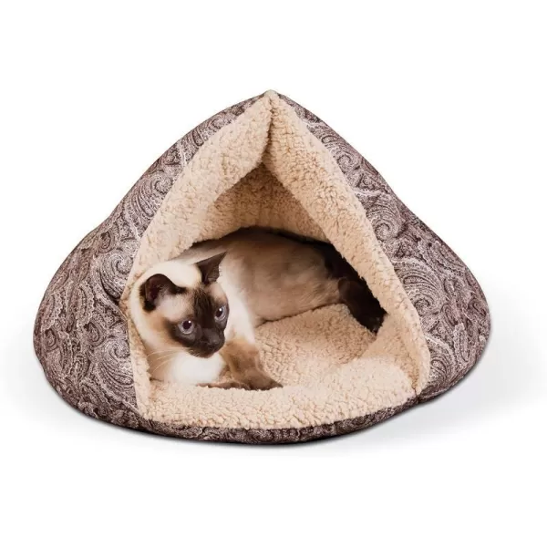 KampH Pet Products SelfWarming Hut Pet Bed Cat Bed Cave Gray Small 18 X 19 InchesBrown