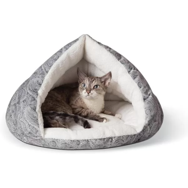 KampH Pet Products SelfWarming Hut Pet Bed Cat Bed Cave Gray Small 18 X 19 InchesGray