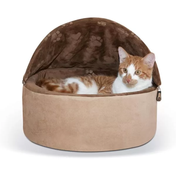 KampH Pet Products SelfWarming Kitty Bed Hooded Pet Bed for Cats or Dogs ChocolateTan Small 16 Inches160L x 160W x 130Th ChocolateTan