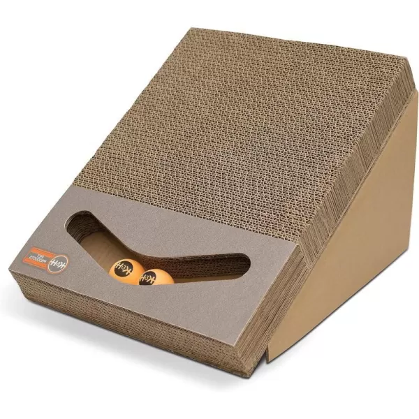 KampH Pet Products Stretch n Scratch Cat Scratcher Toy Cardboard 9 X 14 X 15 InchesInteractive Scratch Ramp amp Track