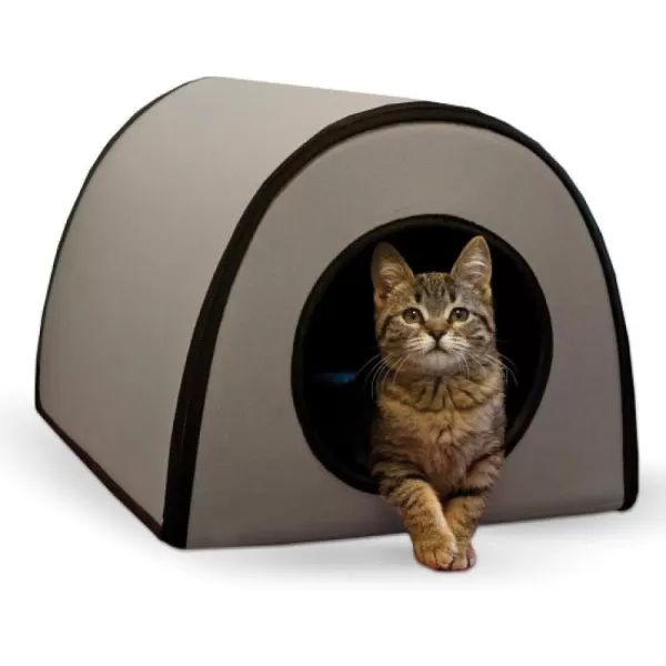 KampH Pet Products Thermo Mod Kitty Shelter Waterproof Outdoor Heated Cat House Gray 21 X 14 X 13 InchesGray