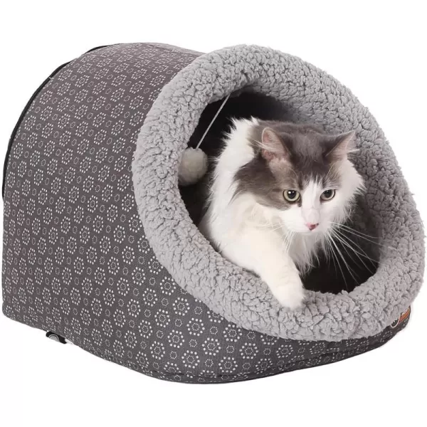 KampH Pet Products ThermoPet Cave Heated Cat Bed  GrayGeo Flower 17 X 15 X 13 InchesGrayGeo Flower Unheated