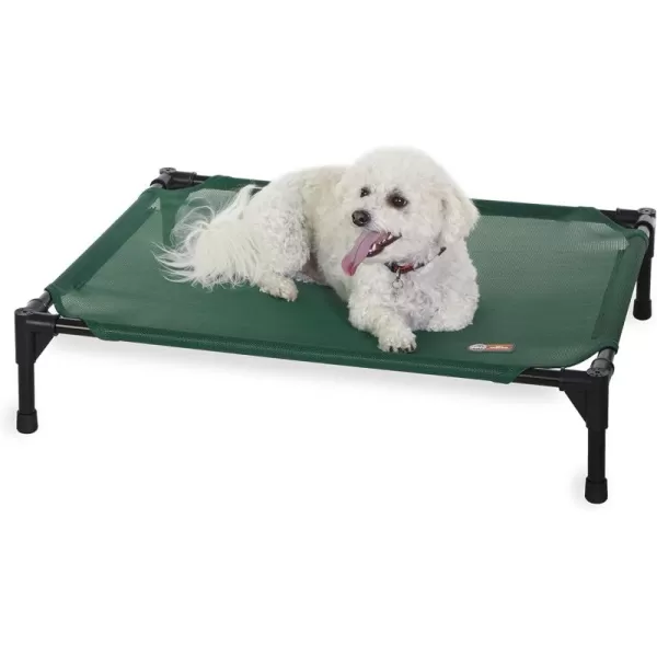 KampampH Pet Products Elevated Outdoor Dog Cot Bed Raised Cooling Bed with Washable Breathable Mesh for Large Dogs Portable Raised Platform Pet Bed Heavy Duty Metal Frame Hammock Bed Large GreenGreen All Season Mesh