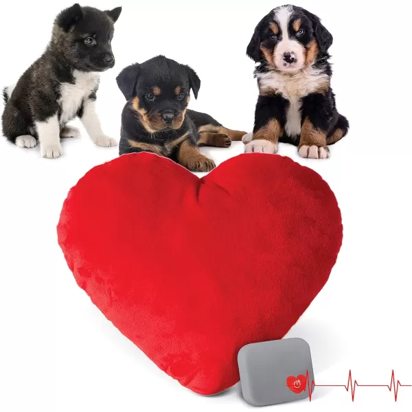 KampampH Pet Products Mothers Heartbeat Calming Dog Toy Heart Pillow Red Small Breed Heartbeat 6 InchRed Heart