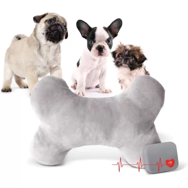 KampampH Pet Products Mothers Heartbeat Calming Dog Toy Heart Pillow Red Small Breed Heartbeat 6 InchGray Bone