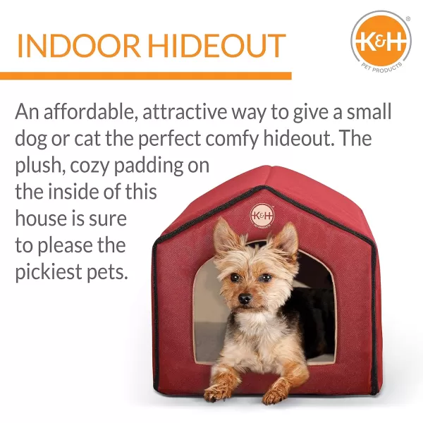 KampampH Pet Products Indoor Pet House GrayNatural 16 X 15 X 14 InchesRedTan