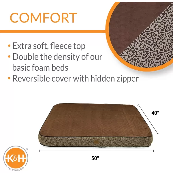 KampampH Pet Products Superior Orthopedic Pet Bed PawBone Print Gray Paw Bone Print Large 40 X 50 InchesMocha PawBone