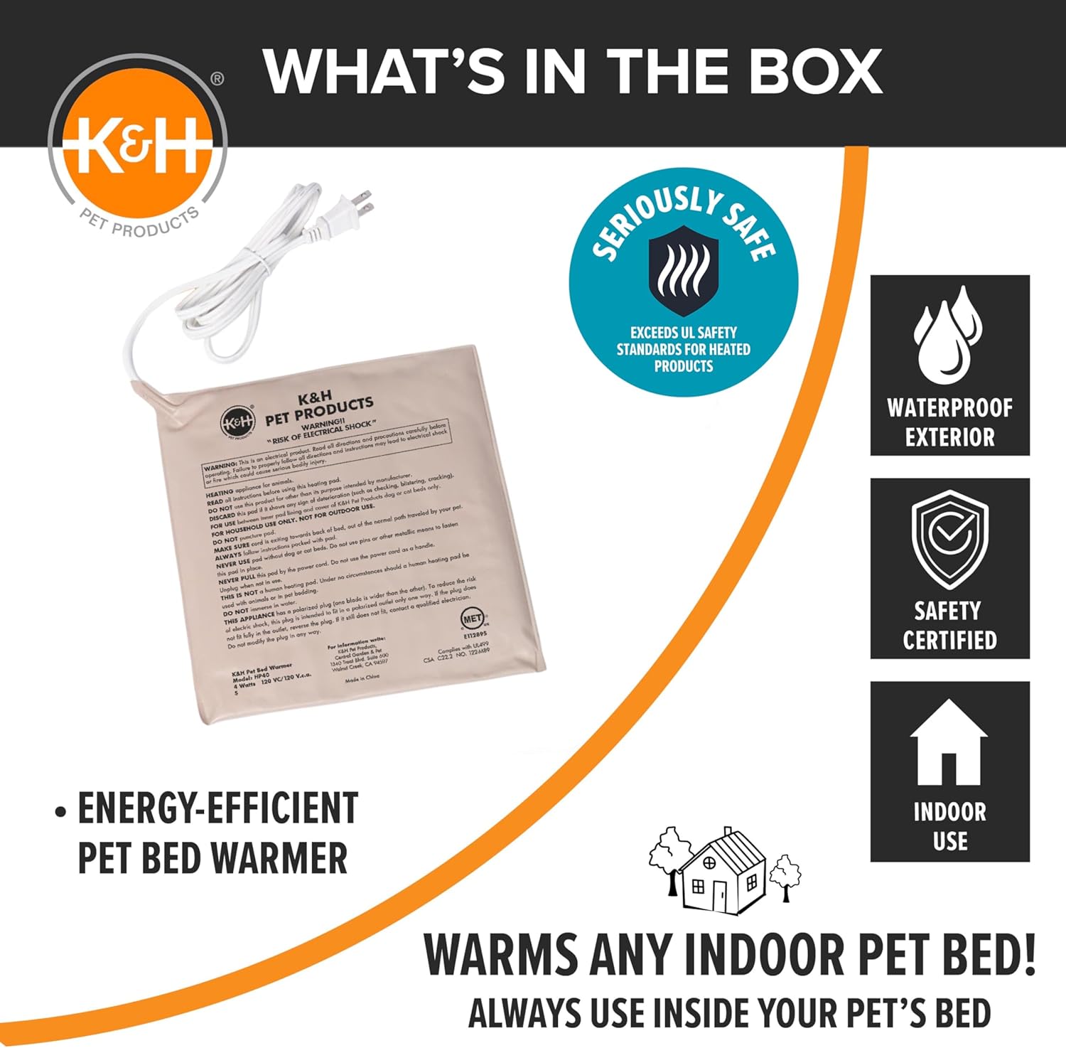 KampampH Pet Products Heated Pet Bed Warmer for Indoor Dog Beds  Safety Listed Waterproof Heated Pad Inserts Inside Your Dog Beds and Cat Beds  Turn Any Pet Bed Into a Heated Pet Bed  Tan XLargeSmall