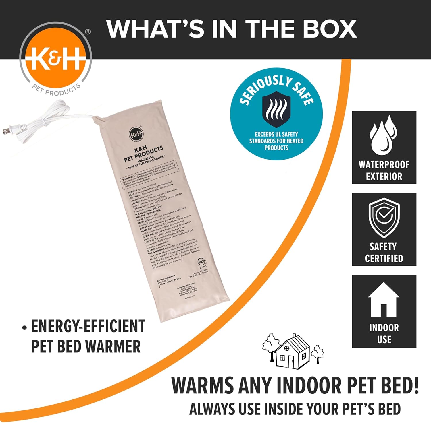 KampampH Pet Products Heated Pet Bed Warmer for Indoor Dog Beds  Safety Listed Waterproof Heated Pad Inserts Inside Your Dog Beds and Cat Beds  Turn Any Pet Bed Into a Heated Pet Bed  Tan XLargeMedium