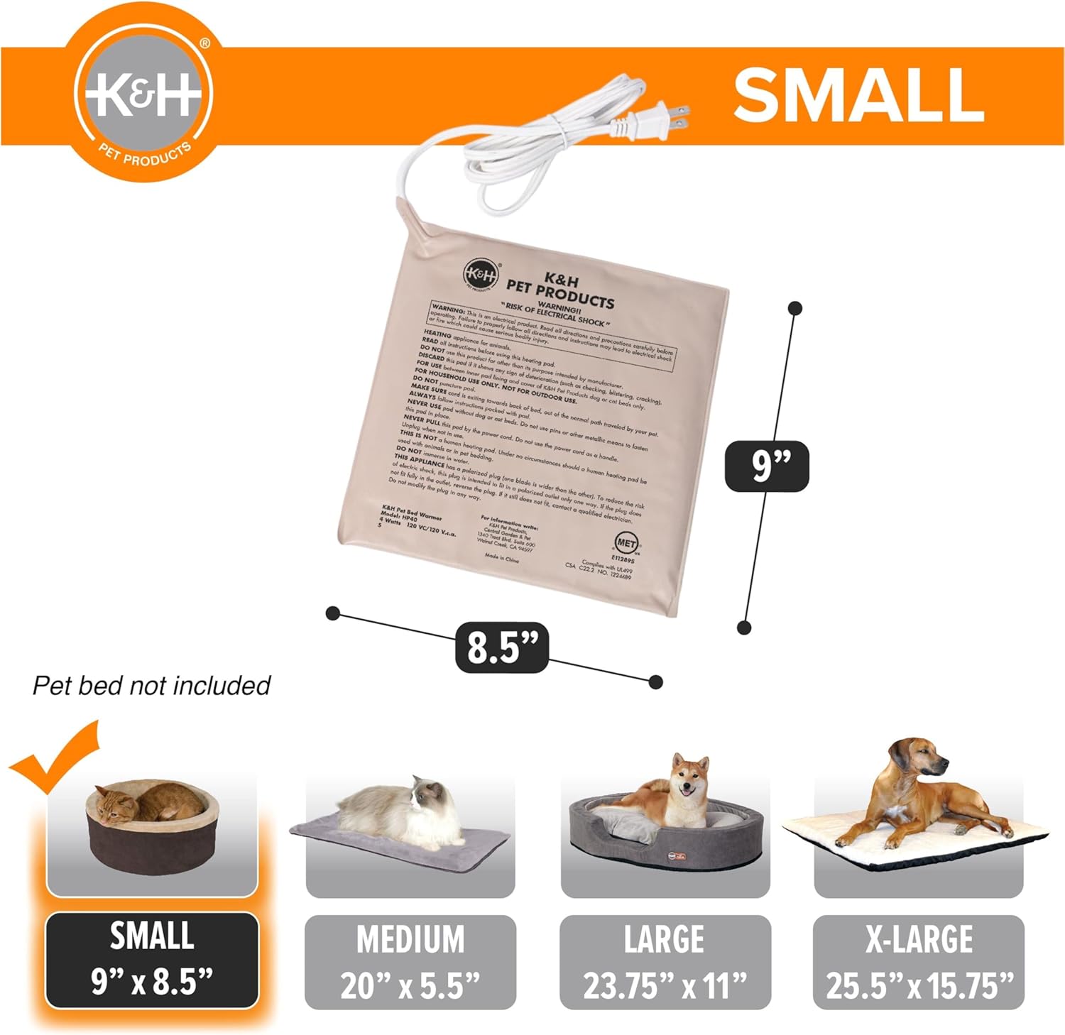 KampampH Pet Products Heated Pet Bed Warmer for Indoor Dog Beds  Safety Listed Waterproof Heated Pad Inserts Inside Your Dog Beds and Cat Beds  Turn Any Pet Bed Into a Heated Pet Bed  Tan XLargeSmall