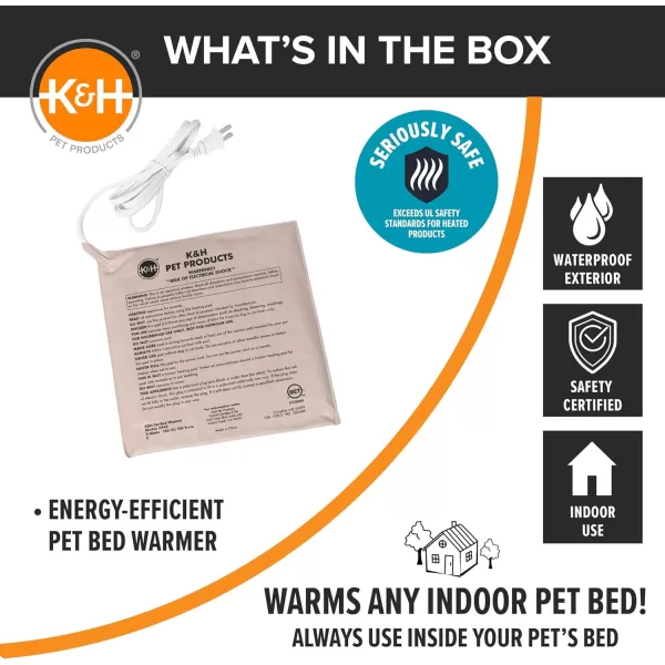 KampampH Pet Products Heated Pet Bed Warmer for Indoor Dog Beds  Safety Listed Waterproof Heated Pad Inserts Inside Your Dog Beds and Cat Beds  Turn Any Pet Bed Into a Heated Pet Bed  Tan XLargeSmall