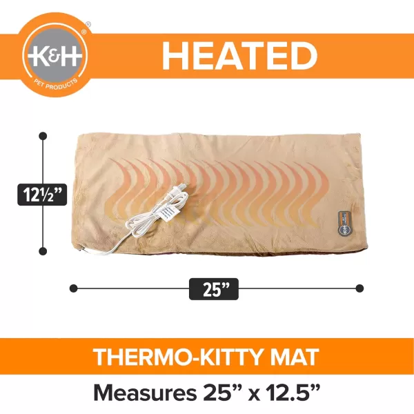 KampampH Pet Products Heated ThermoKitty Mat Indoor Heated Cat Bed Pet Heat Pad for Indoor Cats and Small Dogs Cat Heating Pad Electric Thermal Warming Cat Bed Mat MochaTan 125 X 25 InchesMochaTan