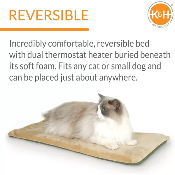 KampampH Pet Products Heated ThermoKitty Mat Indoor Heated Cat Bed Pet Heat Pad for Indoor Cats and Small Dogs Cat Heating Pad Electric Thermal Warming Cat Bed Mat MochaTan 125 X 25 InchesSageTan