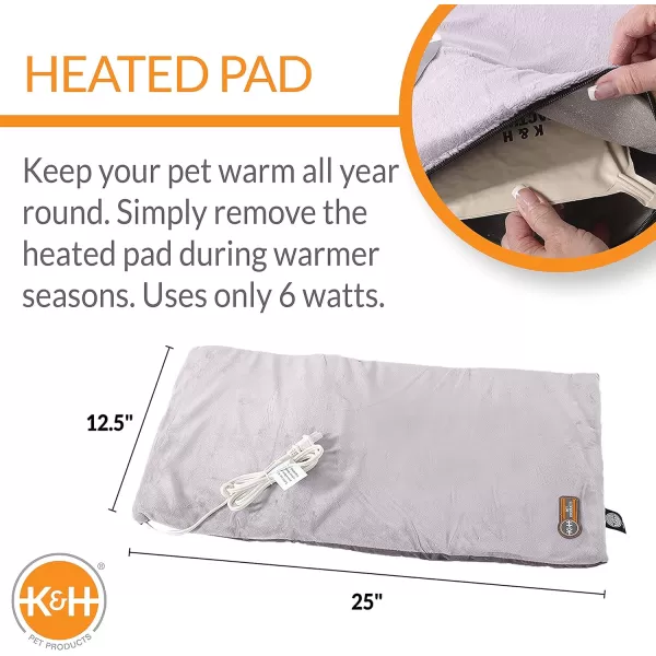 KampampH Pet Products Heated ThermoKitty Mat Indoor Heated Cat Bed Pet Heat Pad for Indoor Cats and Small Dogs Cat Heating Pad Electric Thermal Warming Cat Bed Mat MochaTan 125 X 25 InchesGray
