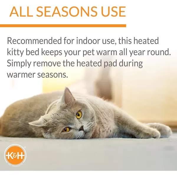 KampampH Pet Products ThermoKitty Fashion Splash Indoor Heated Cat Bed Heated Bed for Dogs or Cats with Removable Waterproof Heater Blue Large 16 X 22Mocha