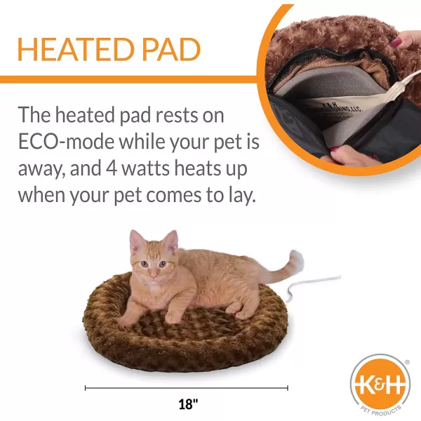 KampampH Pet Products ThermoKitty Fashion Splash Indoor Heated Cat Bed Heated Bed for Dogs or Cats with Removable Waterproof Heater Blue Large 16 X 22Mocha
