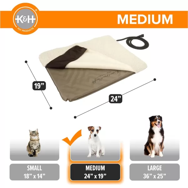 imageKampampH Pet Products LectroSoft Outdoor Heated Dog and Cat Bed Electric Thermostatically Controlled Orthopedic Pet Pad Tan Medium 19 X 24 Inches240L x 190W x 20Th