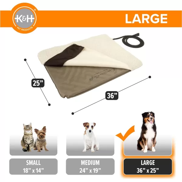 imageKampampH Pet Products LectroSoft Outdoor Heated Dog and Cat Bed Electric Thermostatically Controlled Orthopedic Pet Pad Tan Medium 19 X 24 Inches360L x 250W x 20Th