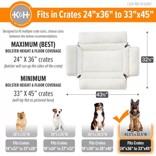 imageKampampH Pet Products Ultra Plush Deluxe Bolster Dog Crate Pad Plush Dog Crate Bed Portable Dog Crate Mat ampamp Dog Kennel Indoor Mat Dog Bed for Crate Crate Not Included  Fleece Medium440L x 330W x 40Th